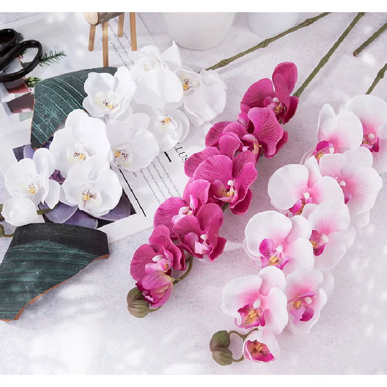 Искусственные цветы из искусственной орхидеи белые шелковые растения фаленопсис для домашнего декора