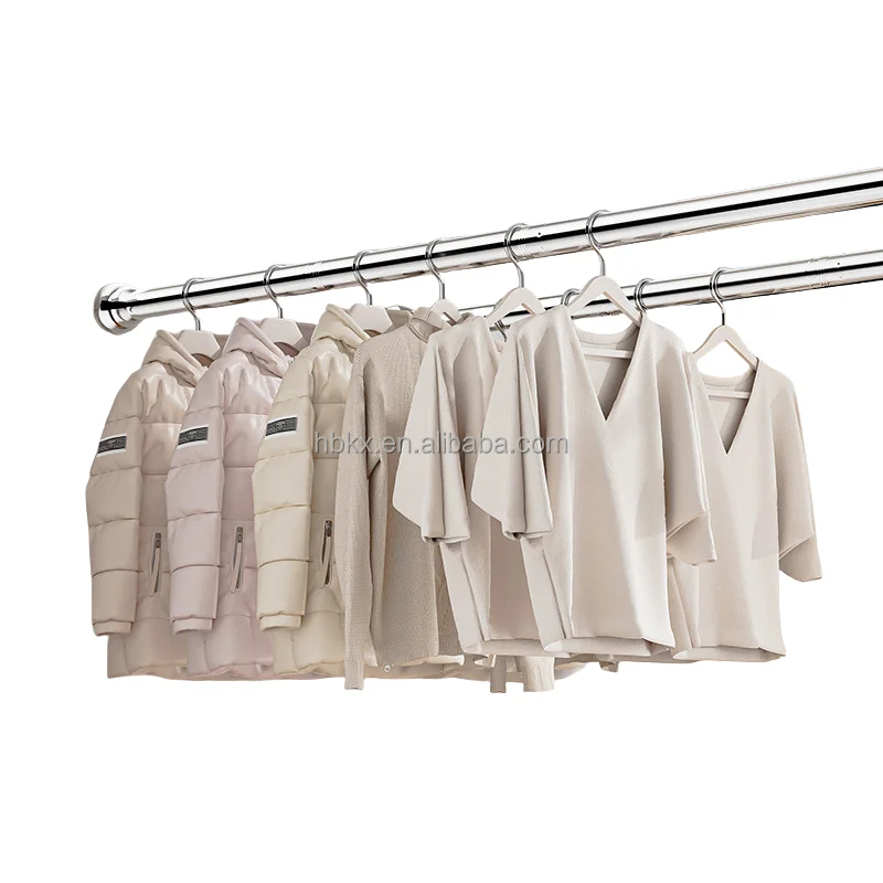 Manufacturers wholesale punch-free telescopic bar clothes drying rod bathroom toilet rack shower curtain rod