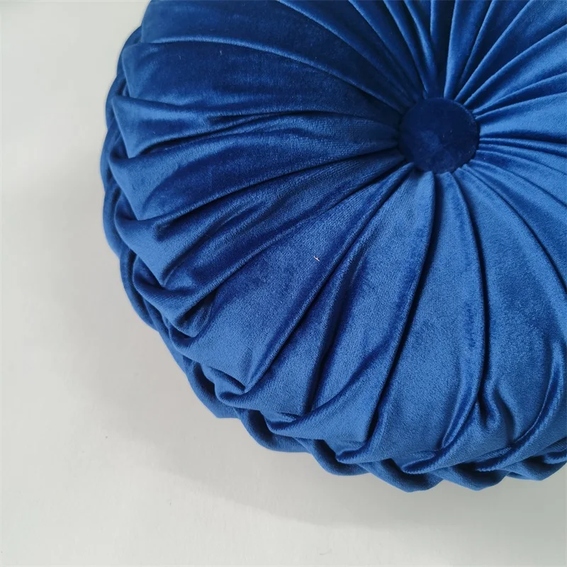 Luxury Soft Round Pleated Velvet Handcrafted Function Sofa Cushion Pumpkin Vehicle Wheel Home Decorative Throw Pillows For Couch