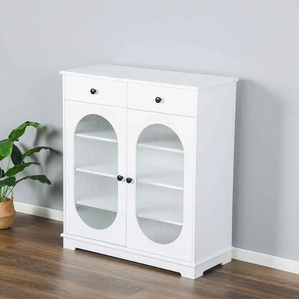 Wholesale Popular Wood Sideboard Storage Cabinet With Drawers Living Room White Furniture Corner Cabinet With Glass Door