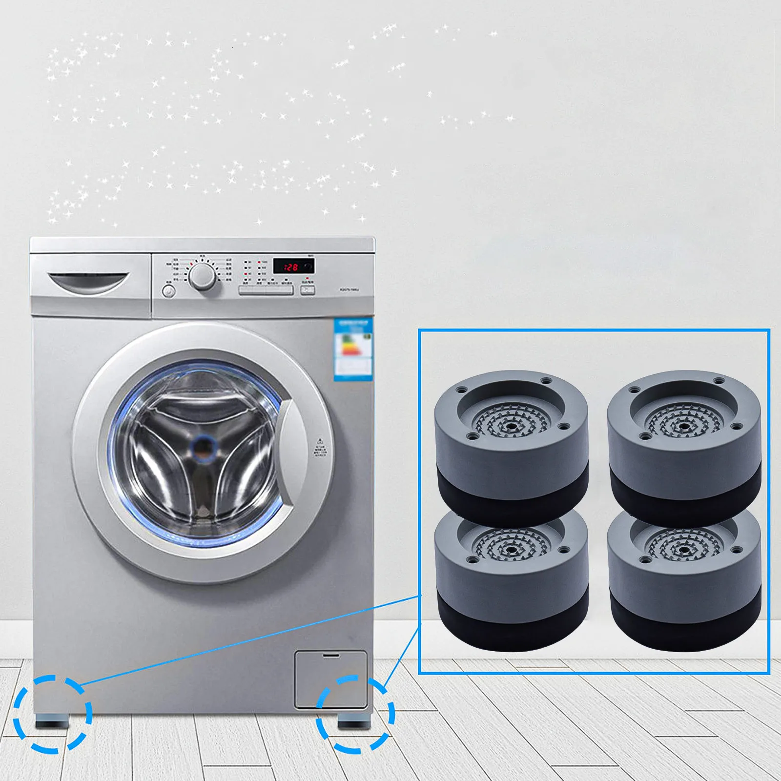 Shock And Noise Cancelling Washing Machine Support,Washer And Dryer Anti-Vibration Pads Noise Reduction Feet Pads Furniture Pads