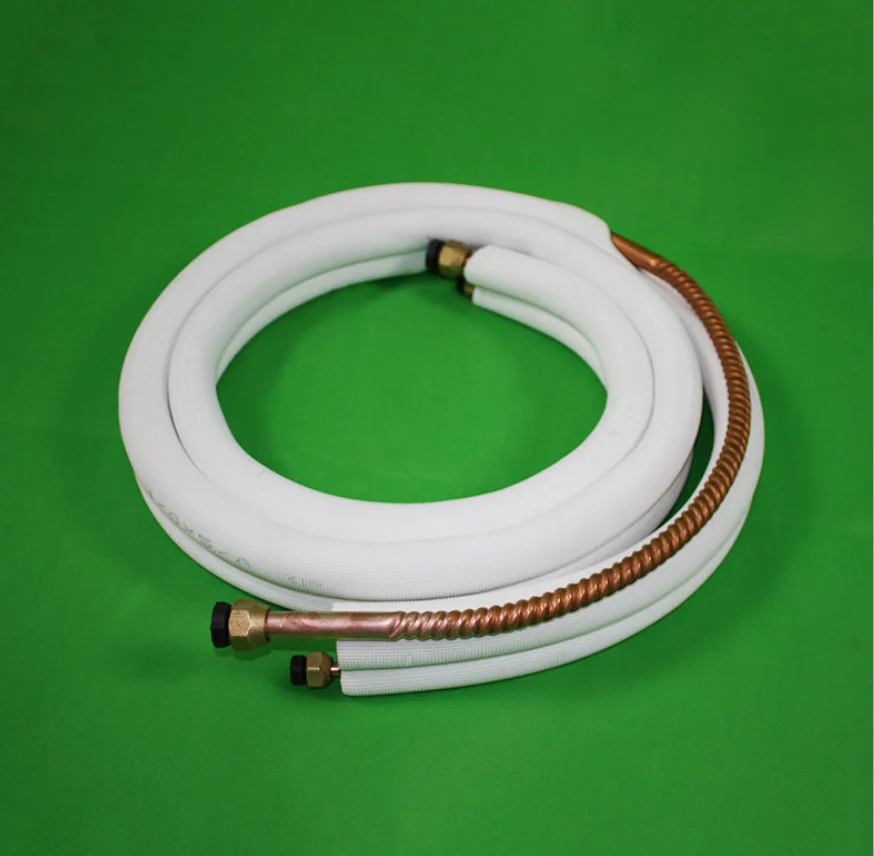 Single or Double Air conditioner Copper Pipes With Fireproof PE Insulation Pre Insulated Copper Tube chiller