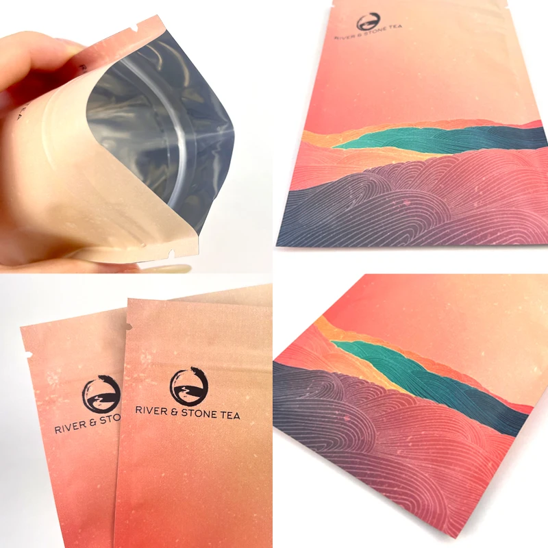 Free Sample Custom Printing Three Sides Seal Zipper Bag Mylar Bag For Tea Gummies Cookie Packaging Bag