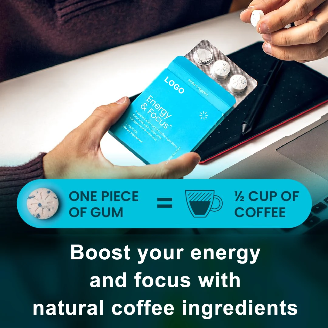 Energy Chew Tablets (90 Pieces) - Sugar Free With L-theanine + Vitamin B12 & B6 - Energy & Focus Supplement for Women & Men