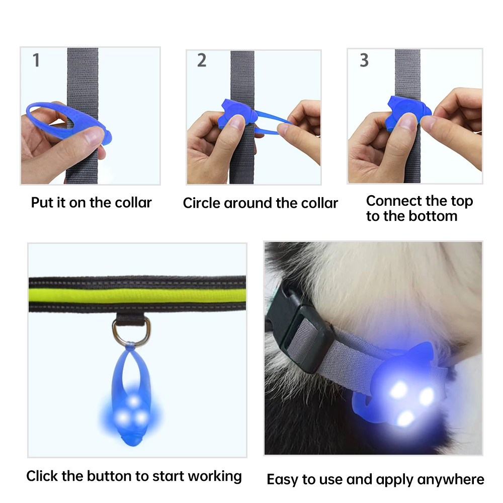 Laroo  Light Up Dog Tags Flashing Dog Camping Gear LED Clip-on Pet ID Pendant Glowing  Dog Collar Light for Night Walking