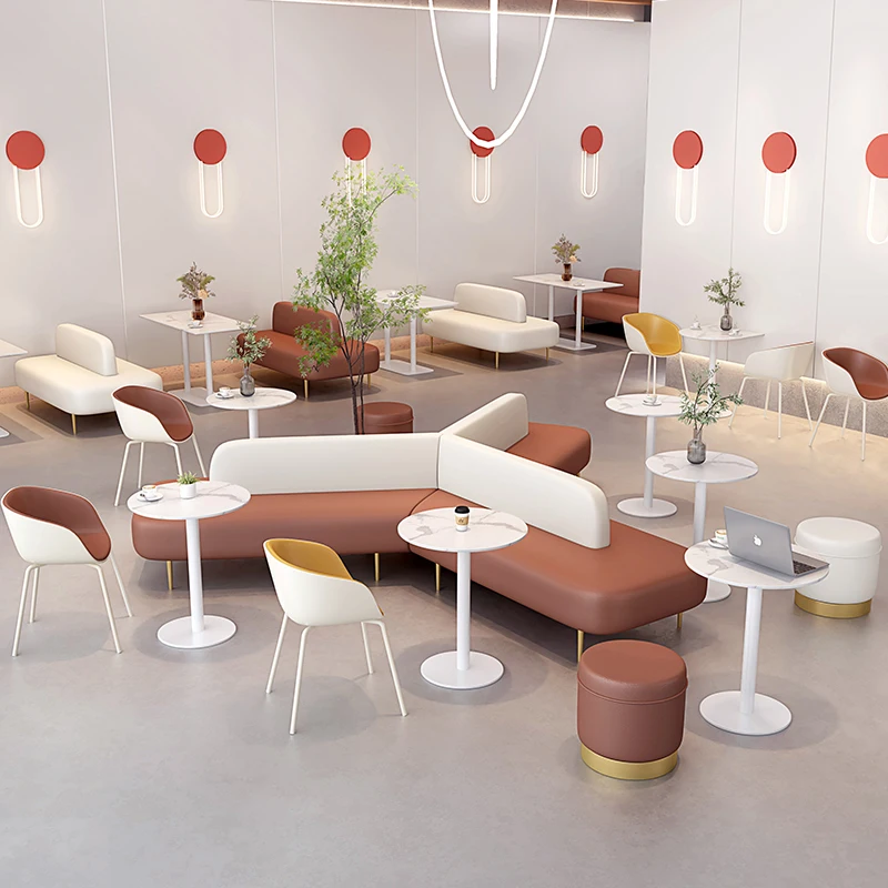 Custom design leisure sofa dessert shop rest area book bar restaurant card seat table and chair