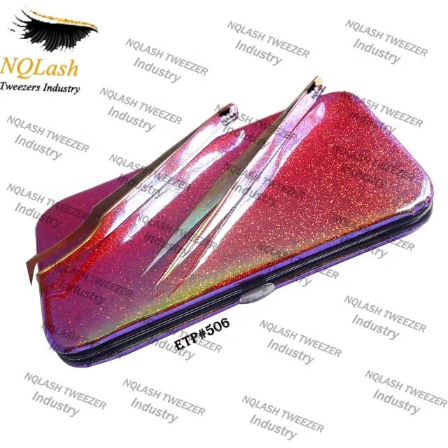 New Classic Holographic Glitter Eyelash Extension Tweezers Kit /  High Quality Eyelash Tweezers kit Form NQLASH Tweezers