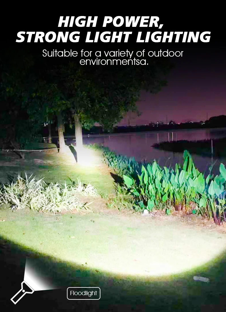 Power bank long range 1500m zoomable 10000 lumen waterproof rechargeable usb led tactical torch light outdoor flashlight