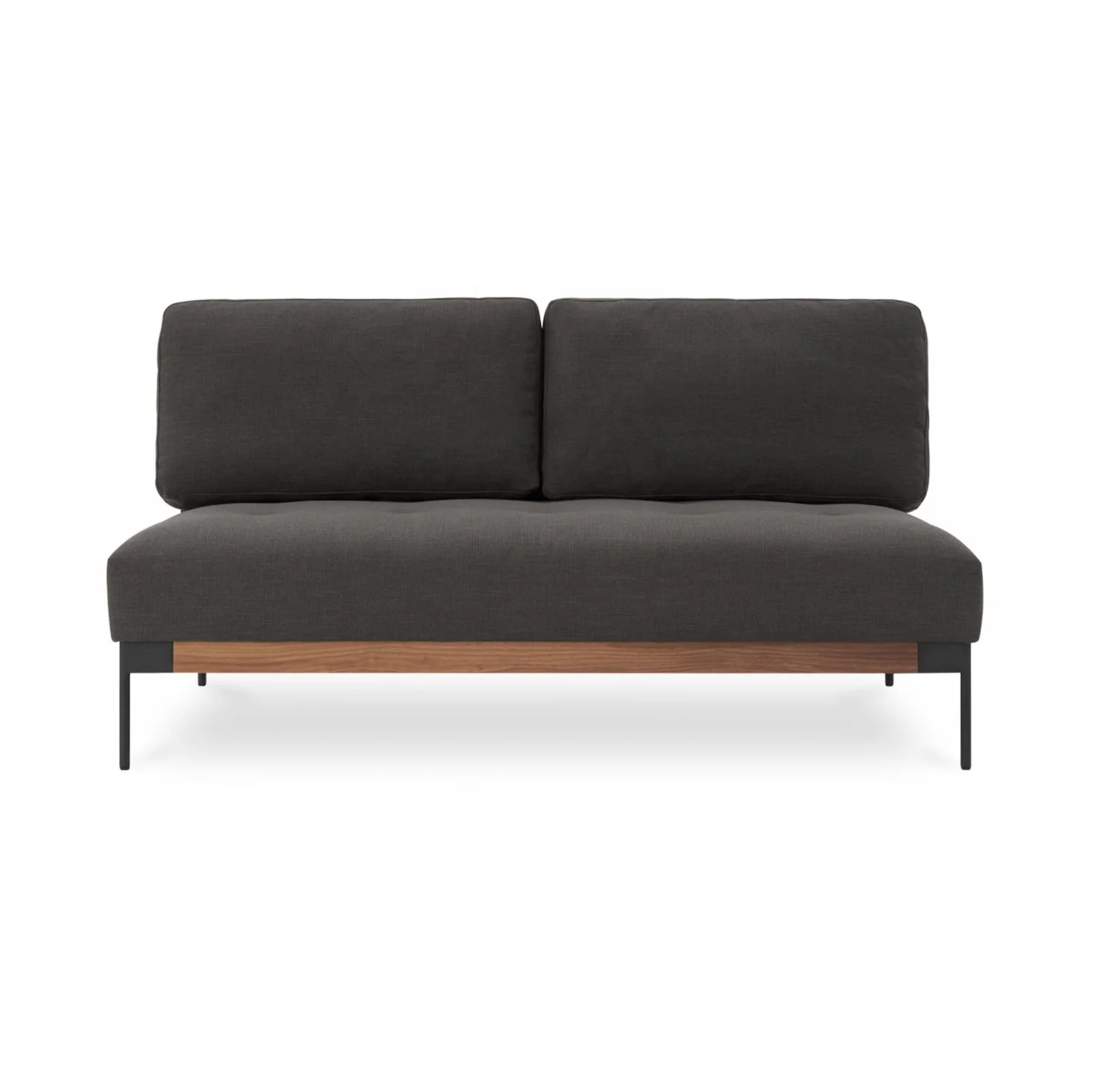 minimalist living room home furniture black armless 2 seater sofa couchs