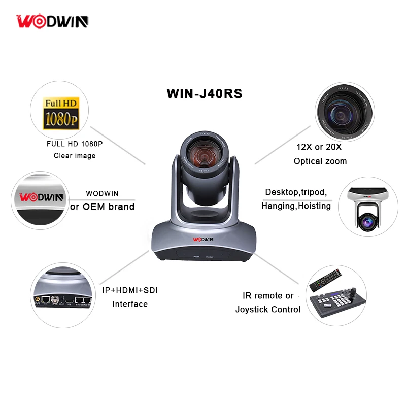 WODWIN 20x zoom 1080p sdi video audio zoo free professional video cameras 1920 x 1080 full h video