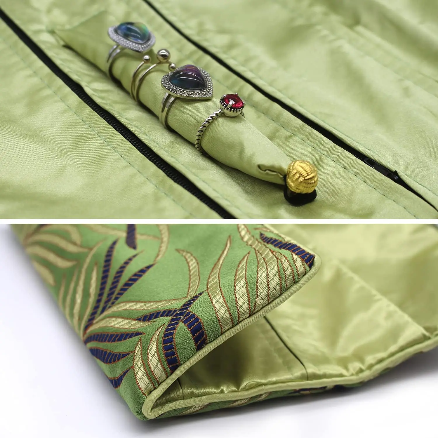 jewelry travel bag embroidery flower folding ring earring necklace bracelet roll