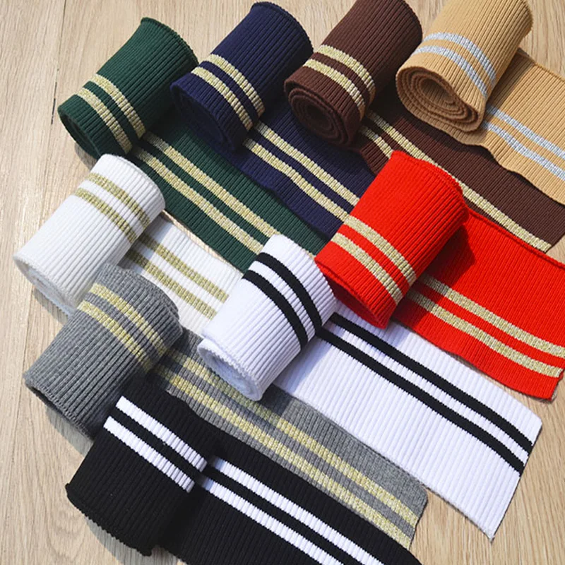Cotton and Spandex Striped Rib Knit cuff for Down Jacket Clothing Accessories