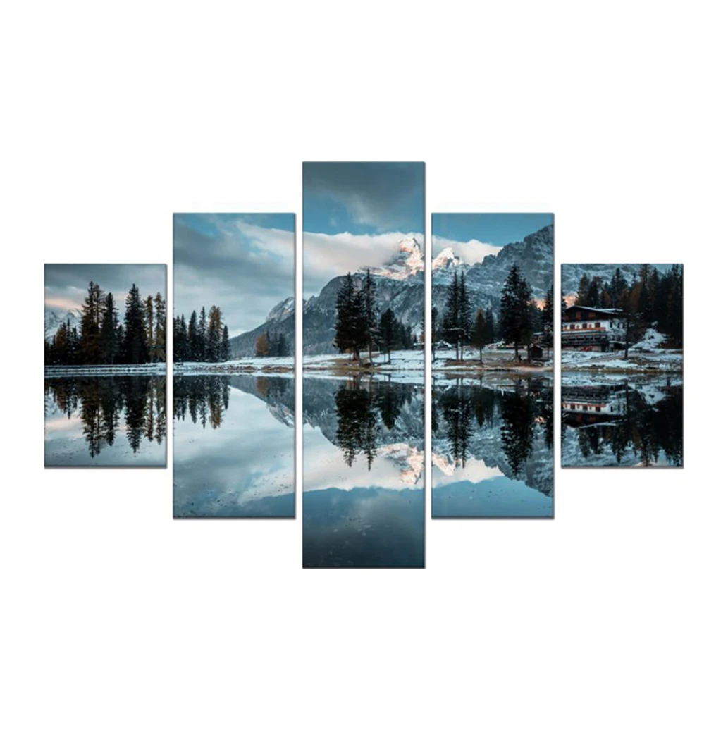 Autumn landscape painting pictures print on large art canvas 5 piece living room wall art