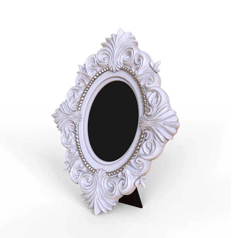 Custom new handwork resin craft desktop mini white ornate photo frame nordic home decoration vintage wall a4 3d picture frame