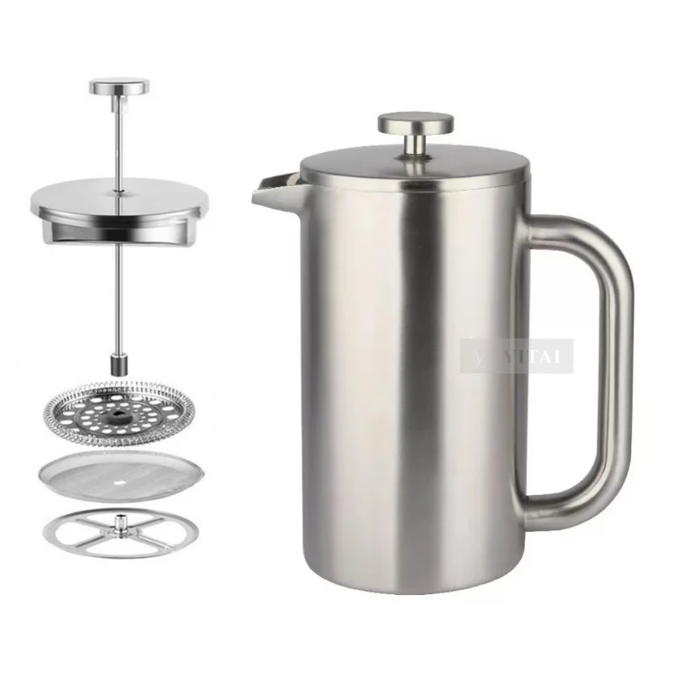 Заводские кофейные французские прессы cafetiere из нержавеющей стали французский пресс кофеварка с двойными стенками