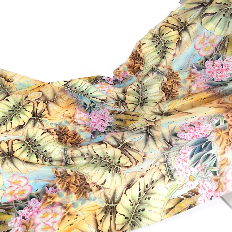 Модный дизайн, одежда для девочек, ткань, цветочный шелк, сатин, струйная ткань с цифровой печатью