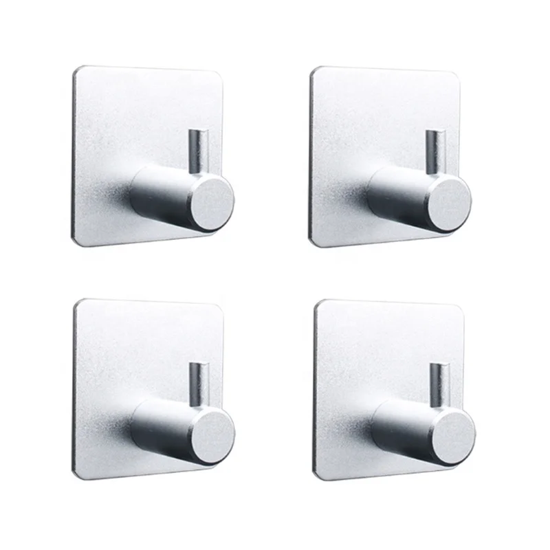 HOT Gold black colorful aluminum no drill removable traceless self adhesive hook 4pack 3M sticker hanger Wall strong hook