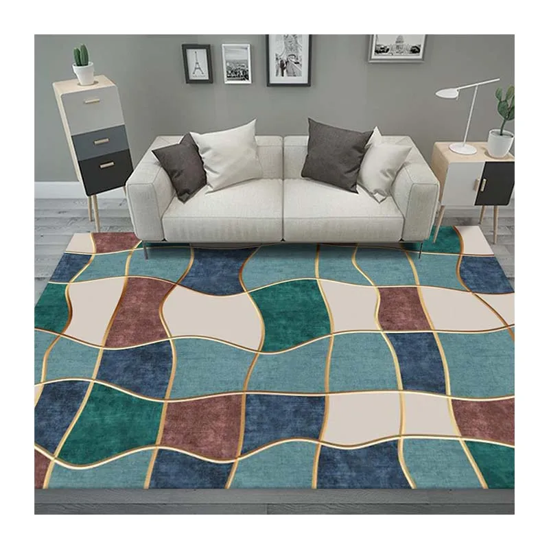 Colored living room bedroom minimalist carpet abstract drawing geometric luxury carpet rugs 3d rugs shaggy