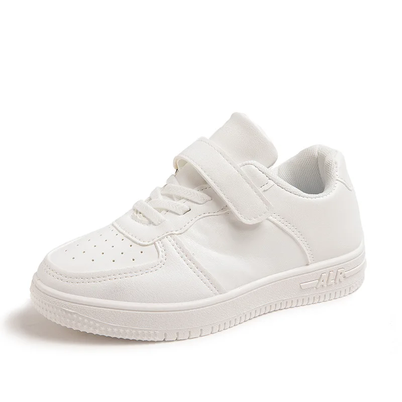 Wholesale leather sneaker children school walking shoes boys casual sport shoes Casual Board for Girls Pure White Running Shoes