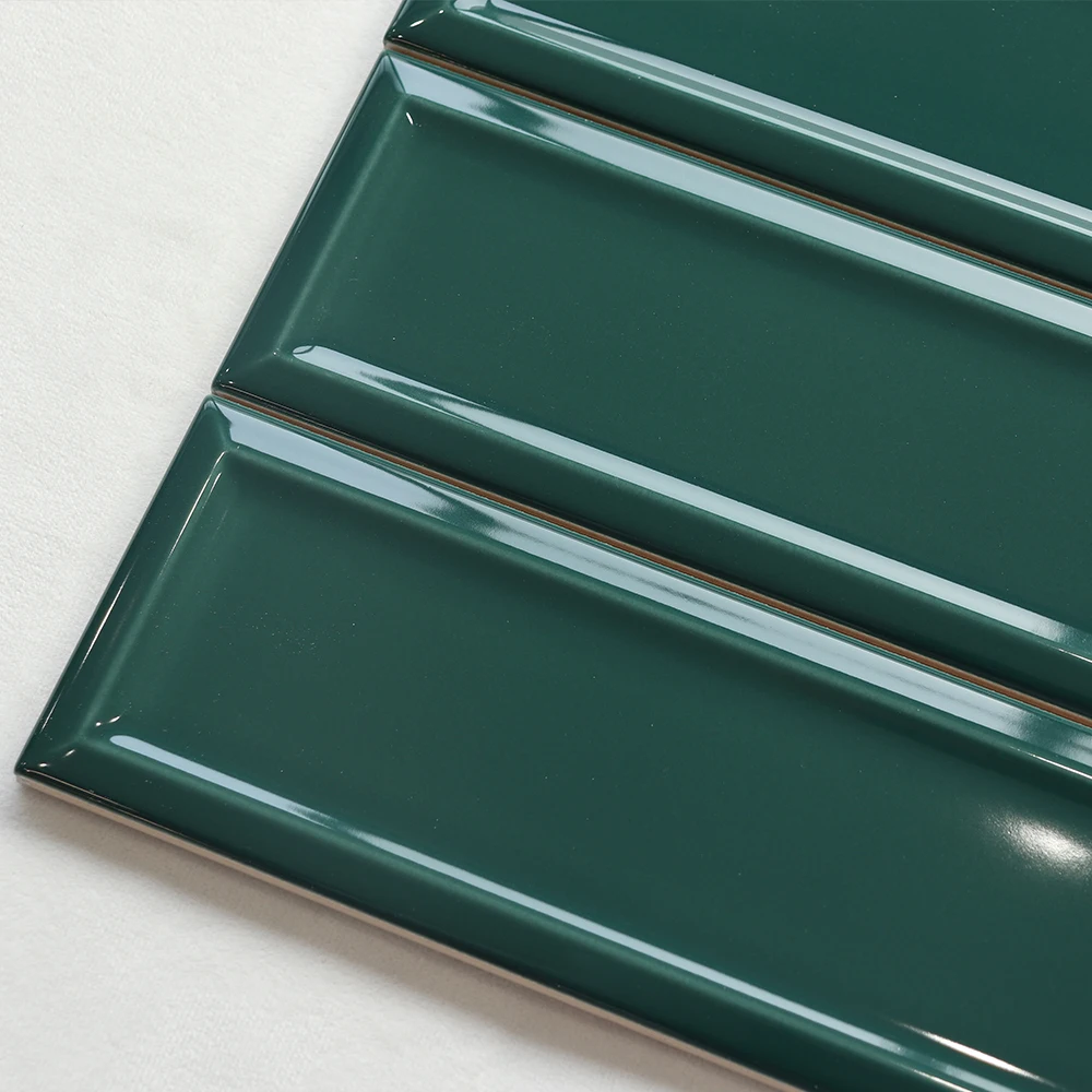 Premium modern bathroom shower wall backsplash ceramic glazed  dark green mosaic subway tiles decorative