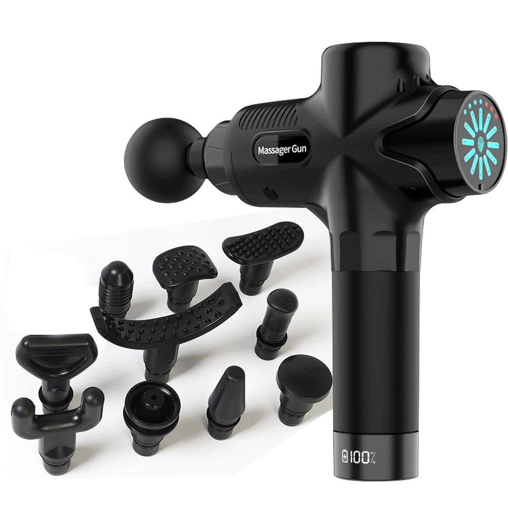 12 Speeds Deep Tissue Gun Massager Pistolet De Massage Professional Vibration Muscle Massage Gun with Lcd Screen