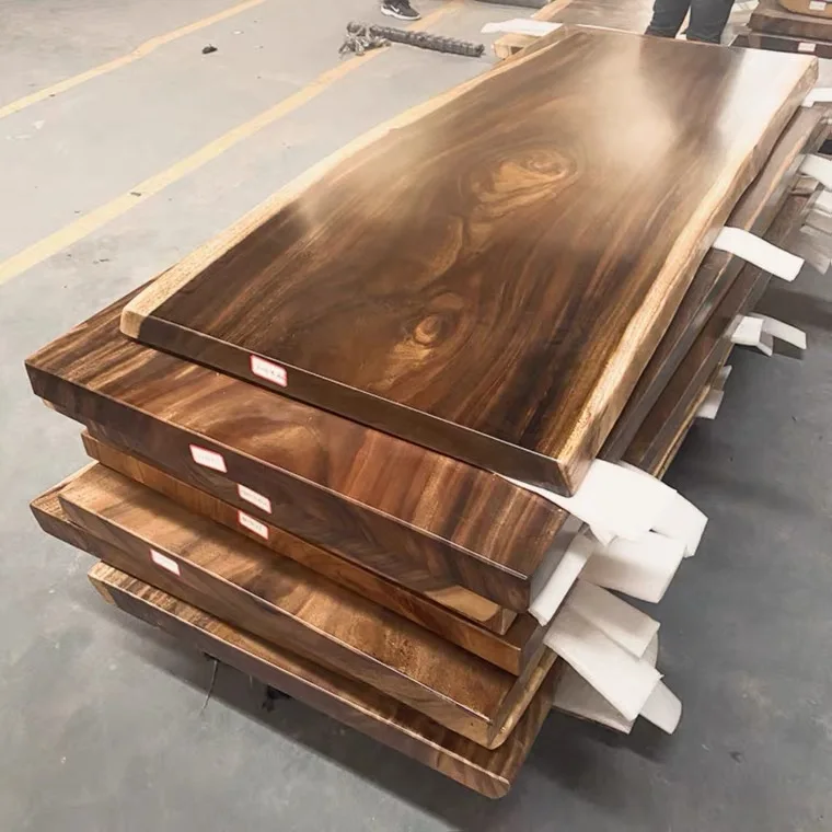 South America  natural shape table top live  wood slab dining table