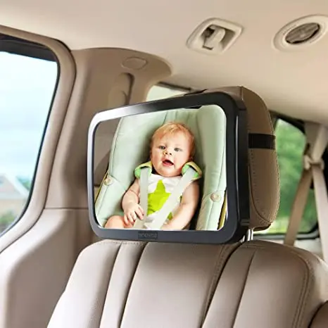 Adjustable Shatter Proof Big Size Fits all 360 Rotating Wide angle Clear Rear Facing Baby Safety Convex Mirror For Car Back Seat (1600526991870)