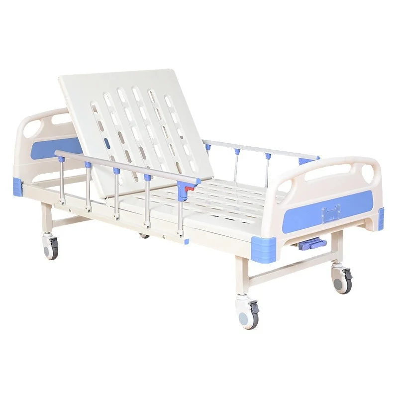Adjustable Hospital Manual Bed with Crank Steel ABS Metal Plastic Materials Featuring an Automatic Back Lift Function