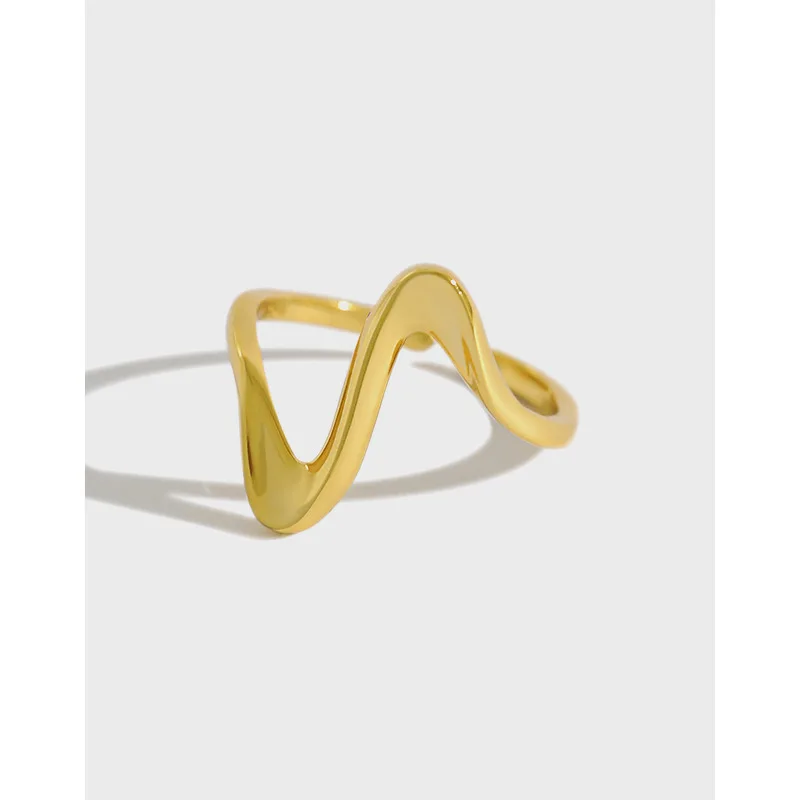 Wholesale Stock Stacking Ring Jewelry 925 Silver Wave Rings Gold Plated