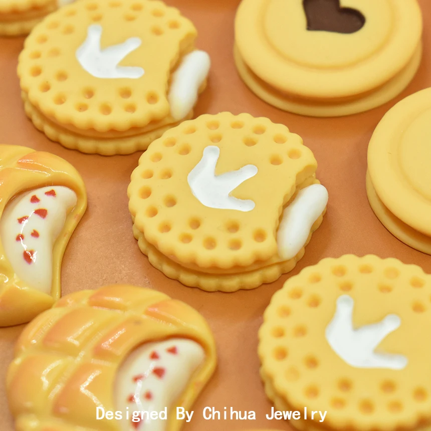 Simulation Cookies Resin Flatback Cabochon For DIY Scrapbook Hairpin Accessories Doll House Miniature Food Toy