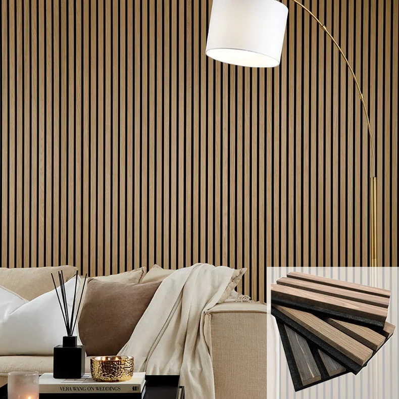MDF Acoustic Akupanel Wooden Slotted Slat Soundproof Interior Wall Cladding Wood Veneer Panel