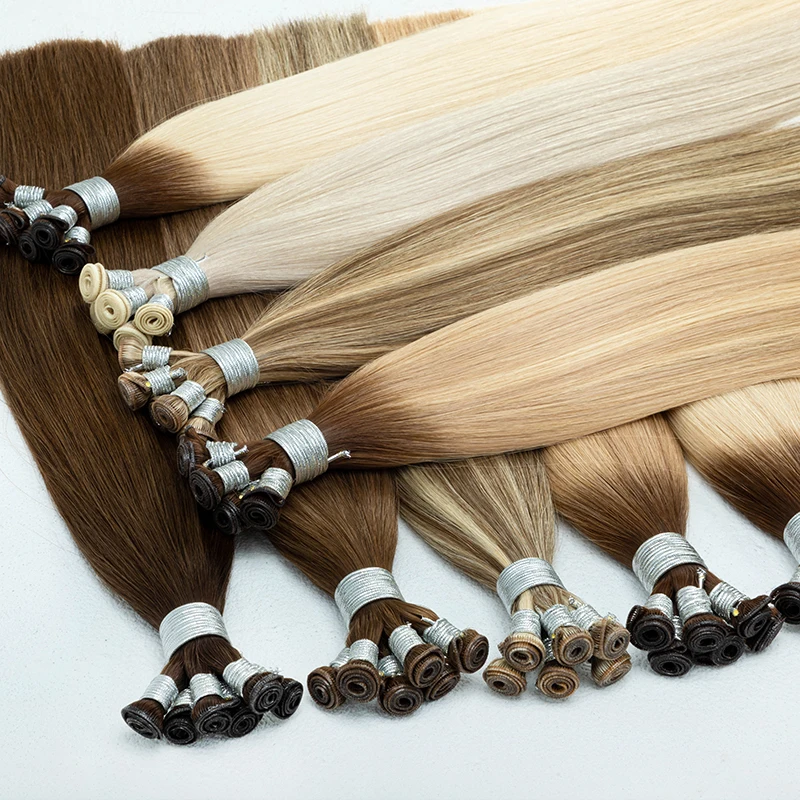 New Trend Hand Tied Cuticle Hair Weft Russian Hair Extensions Thinner Can Be Cut Genius Wefts
