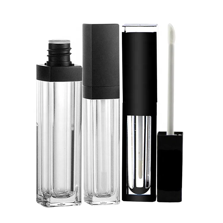 2023 Manufacturer New Round Square Flat Full Clear High Quality Empty Printing Custom Logo Lipgloss Tube