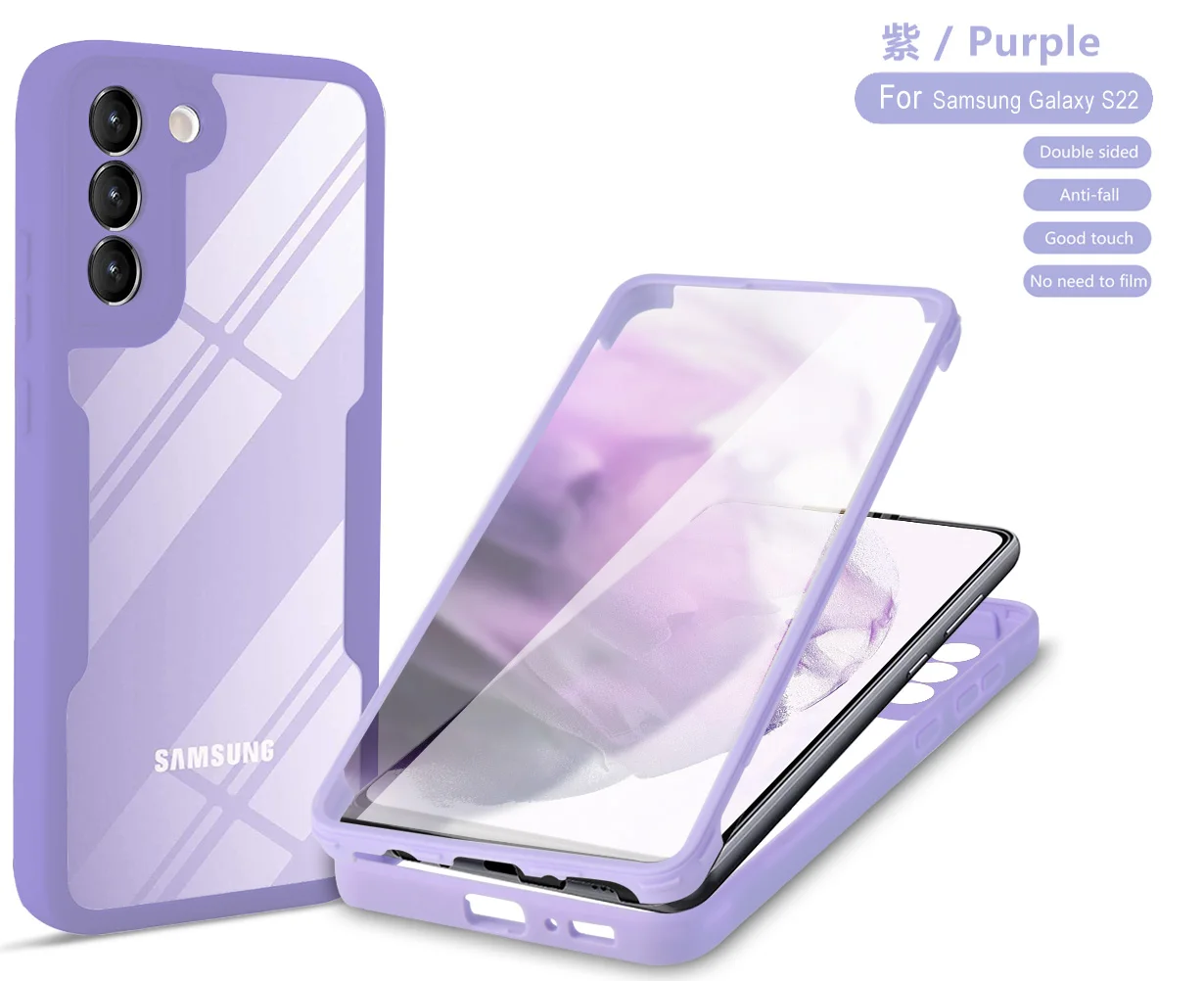 Чехол для телефона с полным покрытием 360 градусов Samsung Galaxy S22 S21 Plus ультратонкий полноразмерный чехол прозрачная задняя панель