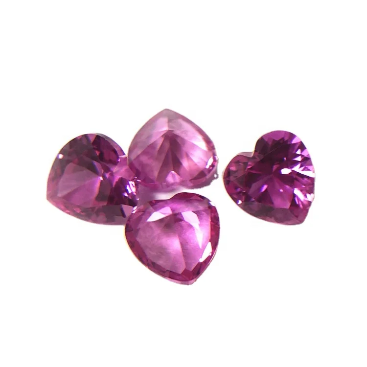 Wholesale gemstones 3# gem prices of rose pink red heart shape ruby synthetic sapphire corundum nielgems