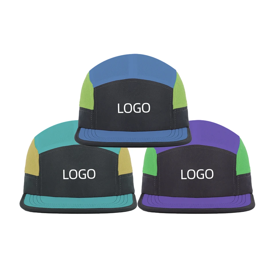 Lightweight Nylon Camper Hat Custom High Quality 5 Panel Camp Cap,Design Your Own Rubber Patch Pattern Logo Sport Running Hat