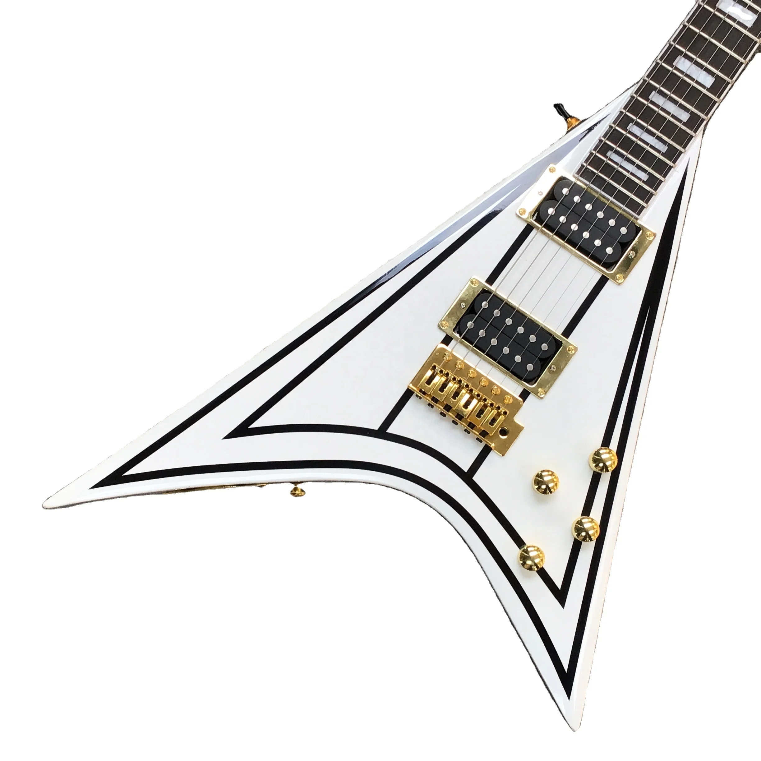 Jksn Brand V Shape Electric Guitar HH Solid Wood Body Fingerboard Gold Hardware Fast Shipping