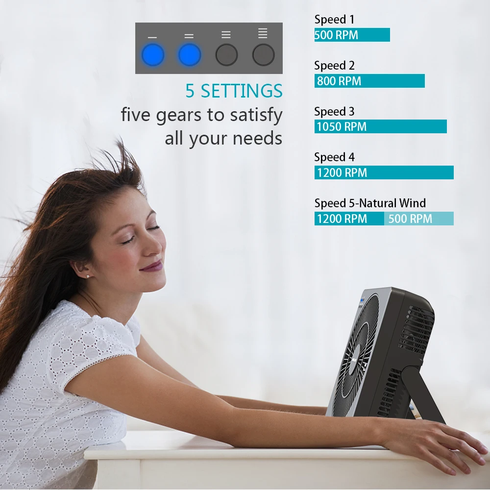 OPOLAR 8 Inch Low Noise Mini Desk Fan with Timer Portable USB Powered Electric Fan Air Cooling Small Stand Table Fans