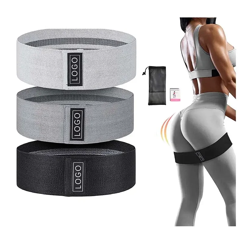 Wholesale Custom 3 Level Resistance Fitness Band Set Cotton Latex Rubber Workout Loop Yoga Toning Tubes