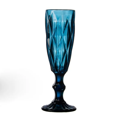 Wholesale dark blue cheap coloured wedding glassware champagne glass cup