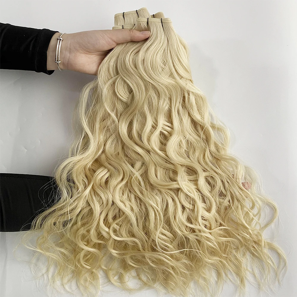 HaiYi Hair  Thin Invisible Double Drawn cuticle aligned  Genius Weft Hair Extensions  wavy Genius Weft European Hair