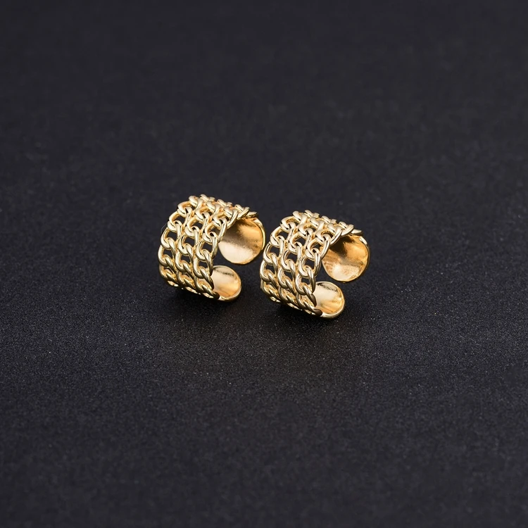 
Unique Design Women Statement Jewelry 14K Gold Plated Link Chain Open Finger Ring Women 