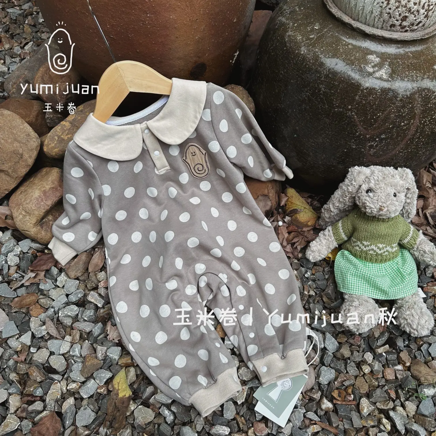 High Quality Unisex Toddler Clothing Cute Spot Pattern Baby Knitted Long Sleeves Romper Button Closure Autumn Factory Wholesale