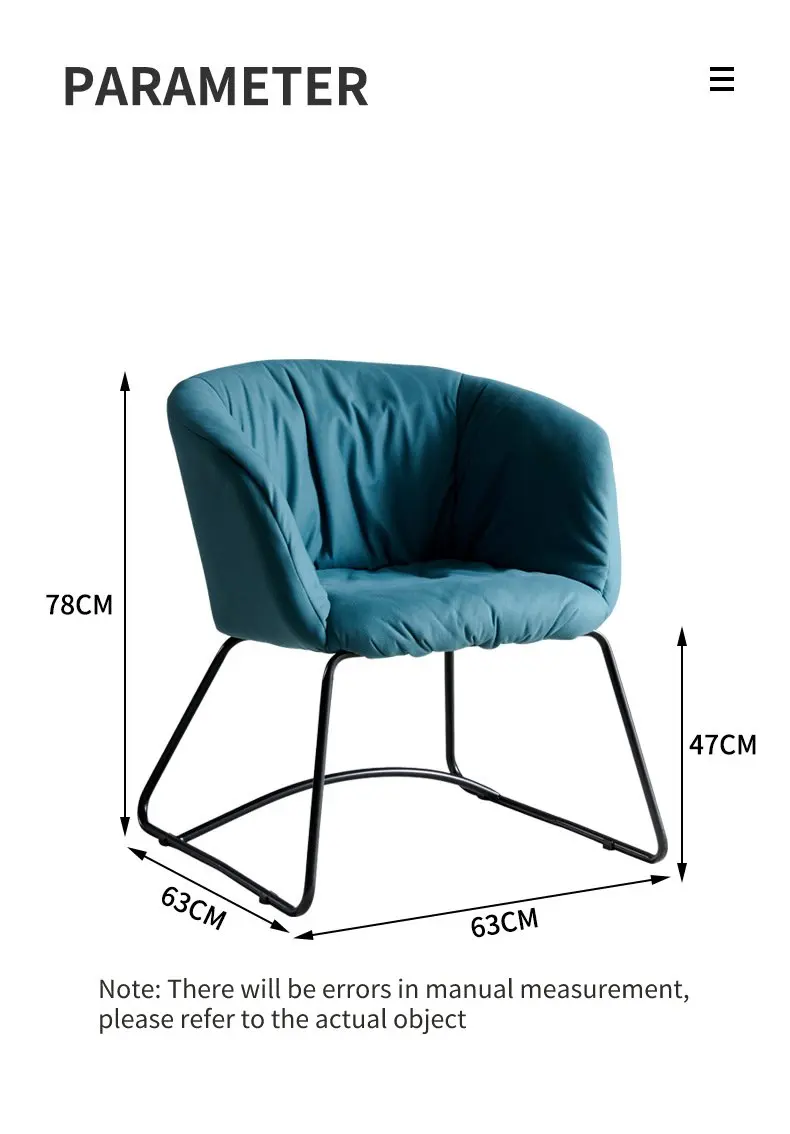 Modern living room accent chair Carbon steel frame and PU leather soft bag chair for sale