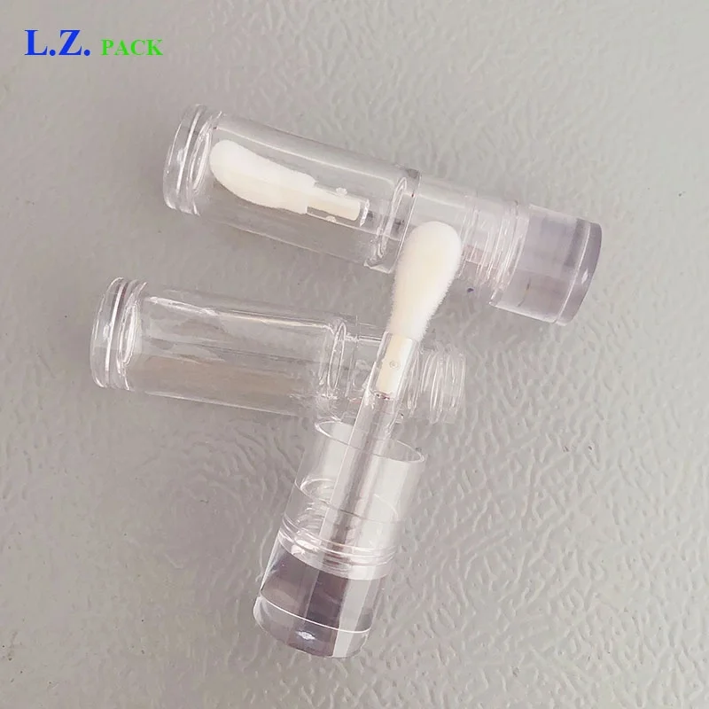 LZ Pack Stock 100pcs Clear Crystal Liquid Lipstick Packaging Custom Logo 5ml Big Brush Lip Gloss Tubes With Big Wand