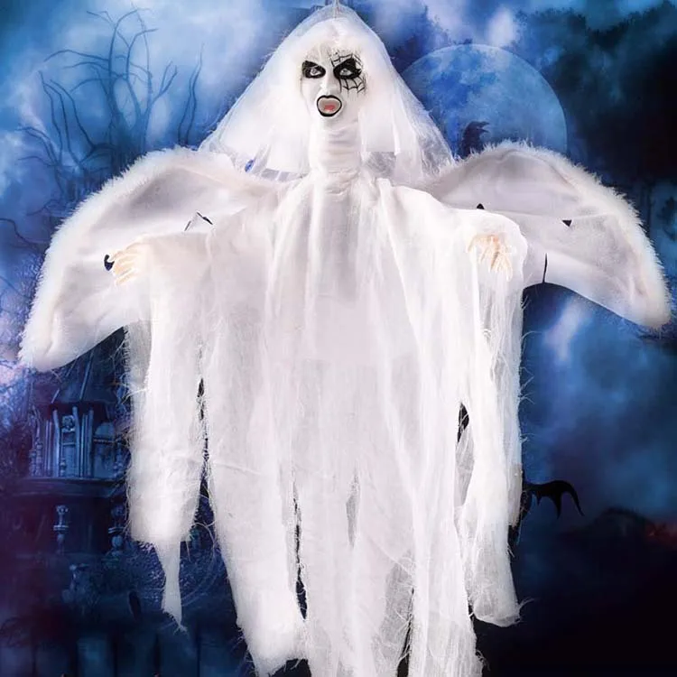 Halloween Hanging Flying Layout Props Eyes Light Voice Control Ghost Electric Decorative Pendant New Wholesale