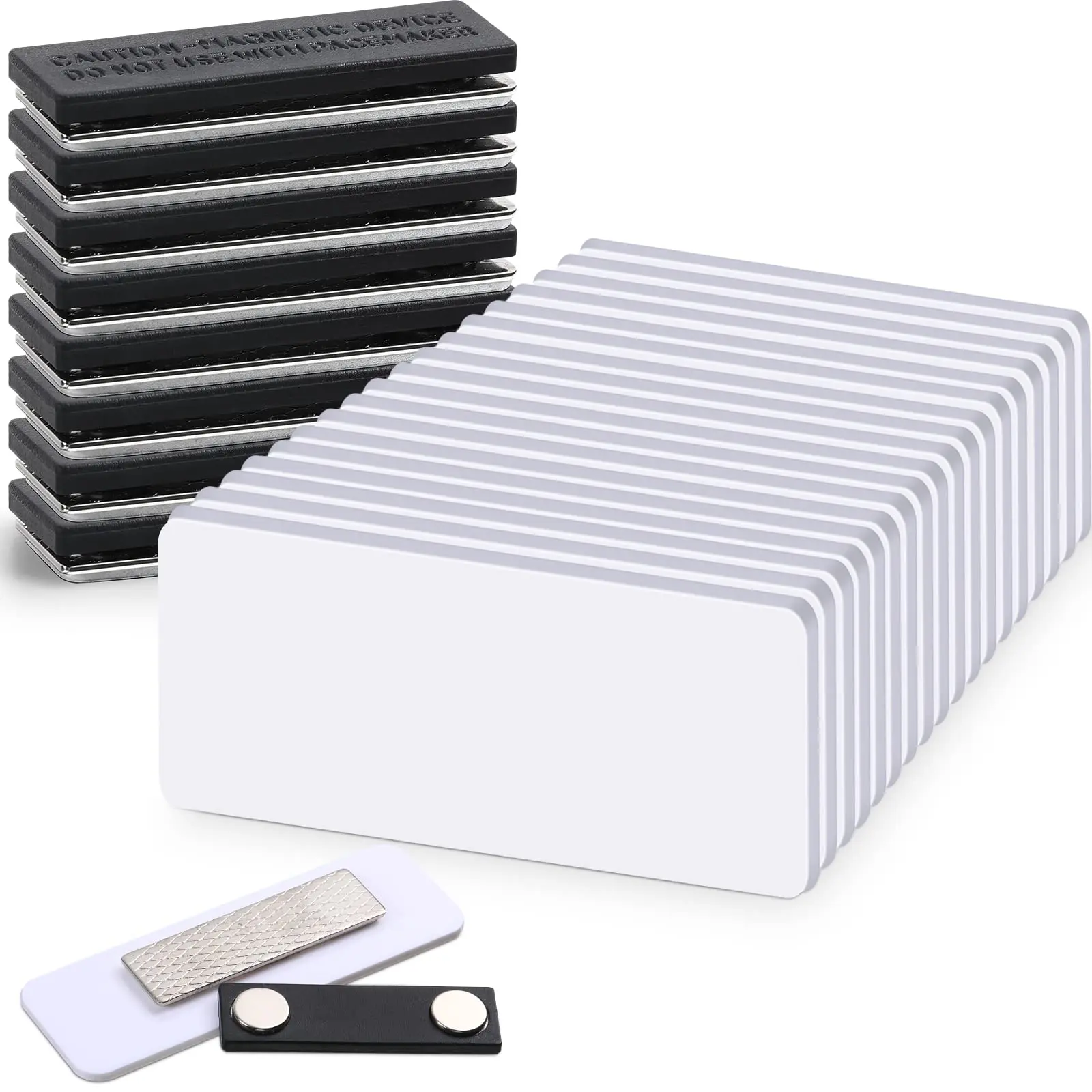 30 Packs Name Tag Blank Name Tags Magnetic Name Tag With Magnetic Backing Locker White Round Corners