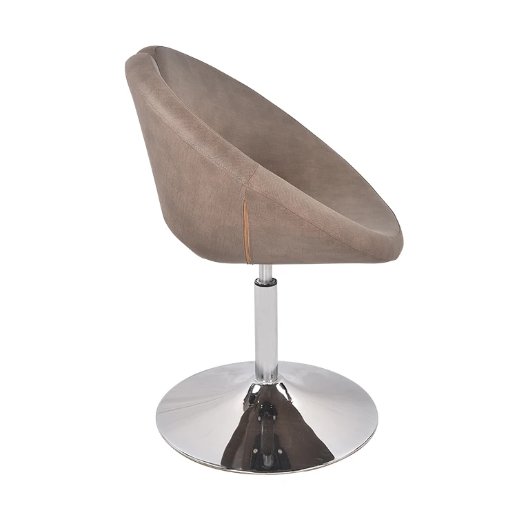 Cheap Brown Leather Modern Industrial Lounge Dining Chairs Adjustable Bar Stools Round Seat With Metal Base For Dining