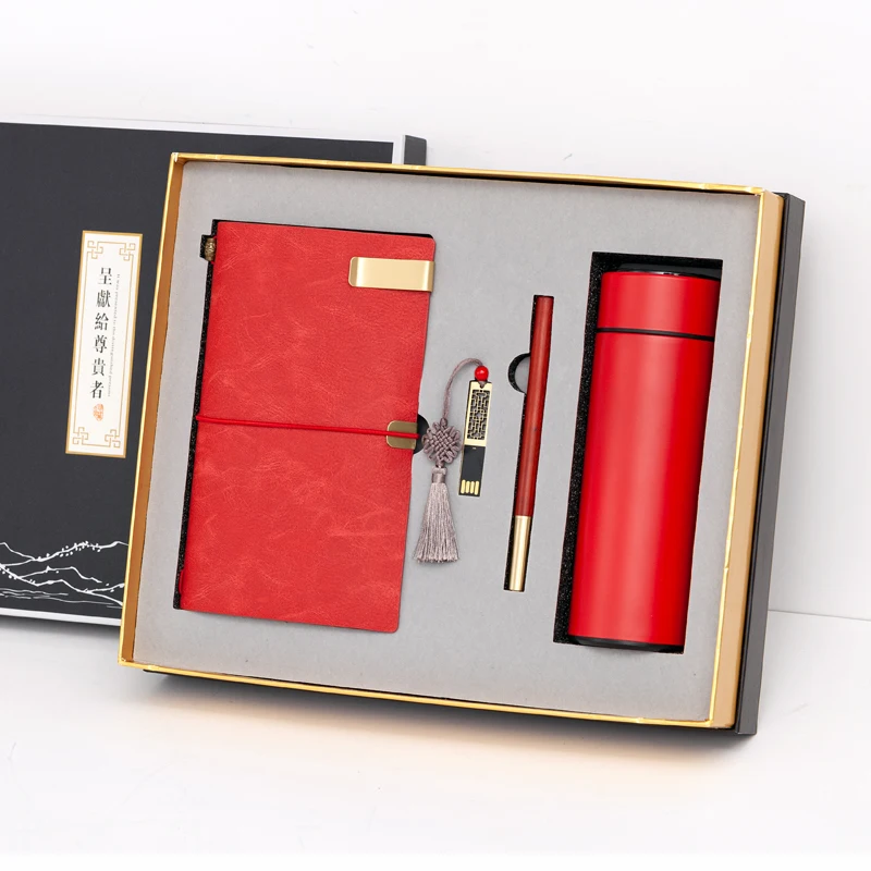 
Customizable Logo wood give away stationery items wholesale box set gift 2021 new design leather notebook 