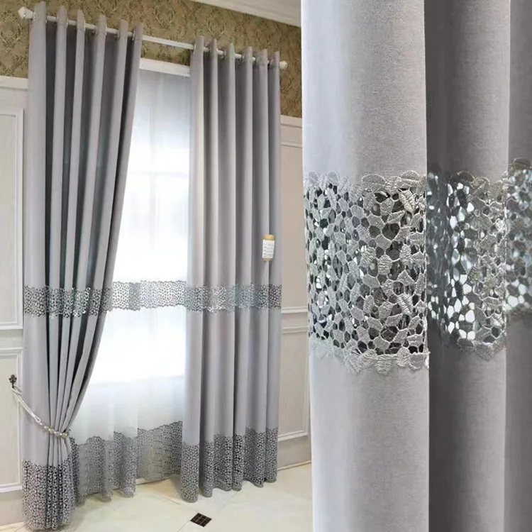 Chinese Style Hollowed Out Curtains Drapes Embroidered Curtain Fabric Luxury Curtains